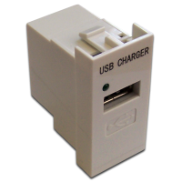 Модуль USB-зарядки, 1 порт, без выключателя, 1A/5V, 22.5x45, белый