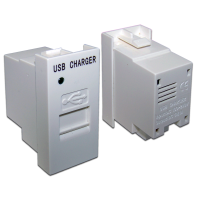 Модуль USB-зарядки, 1 порт,  с выключателем, 1A/5V, 22.5x45, белый