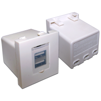 Модуль USB-зарядки, 2 порта, со шторкой, 2.4A/5V, 45x45, белый [100004]