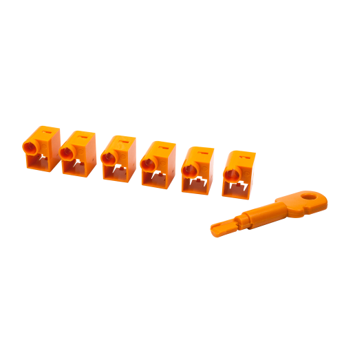Комплект блокираторов коннектора RJ-45 (6 шт.) + ключ, оранжевый [00-017909]