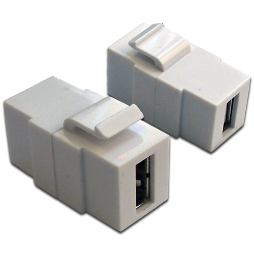 Модуль Keystone, USB 2.0, тип A, мама-мама, 180 градусов, белый [00-001905]